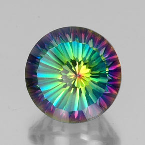 Cuarzo místico multicolor natural de 10,65 ct, corte redondo, VVS-VS