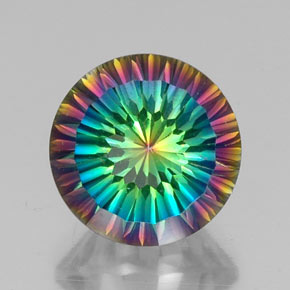 Cuarzo místico multicolor natural de 9,52 ct, corte redondo, VVS-VS