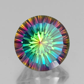 Cuarzo místico multicolor natural de 9,52 ct, corte redondo, VVS-VS