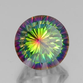 Cuarzo místico multicolor natural de 10,07 ct, corte redondo, VS