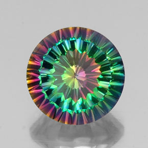 Cuarzo místico multicolor natural de 9,63 ct, corte redondo, VVS-VS