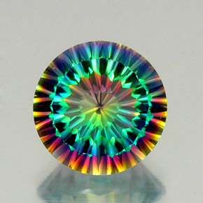 Cuarzo místico multicolor natural de 8,64 ct, corte redondo, VVS-VS
