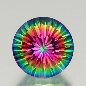 Cuarzo místico multicolor natural de 12,84 ct, corte redondo, VVS-VS