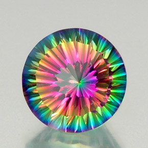 Cuarzo místico multicolor natural de 12,84 ct, corte redondo, VVS-VS