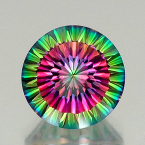 Cuarzo místico multicolor natural de 12,39 ct, corte redondo, VVS-VS