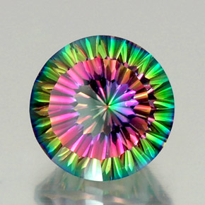 Cuarzo místico multicolor natural de 12,39 ct, corte redondo, VVS-VS