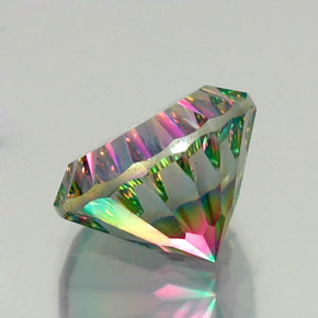 Cuarzo místico multicolor natural de 12,39 ct, corte redondo, VVS-VS