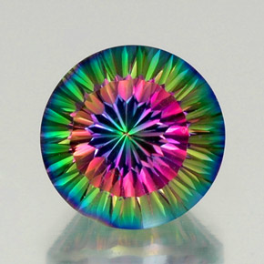 Cuarzo Místico Arcoíris superior natural de 12.28 ct, Corte Redondo, VVS-VS