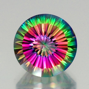 Cuarzo místico multicolor natural de 12,73 ct, corte redondo, VVS-VS