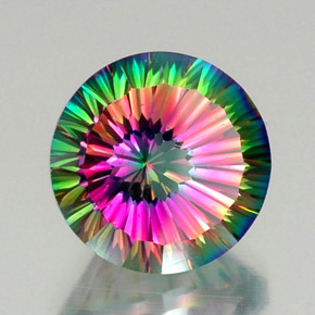Cuarzo místico multicolor natural de 12,73 ct, corte redondo, VVS-VS