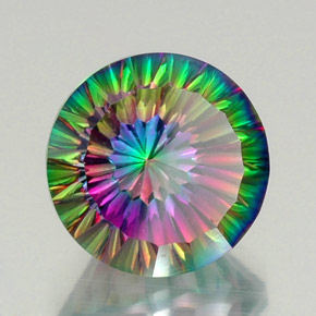 Cuarzo místico multicolor natural de 12,85 ct, corte redondo, VVS
