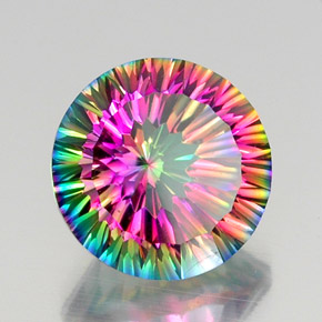 Cuarzo místico multicolor natural de 11,52 ct, corte redondo, VVS-VS