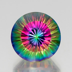 Cuarzo místico multicolor natural de 12,20 ct, corte redondo, VVS