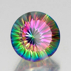 Cuarzo místico multicolor natural de 12,20 ct, corte redondo, VVS
