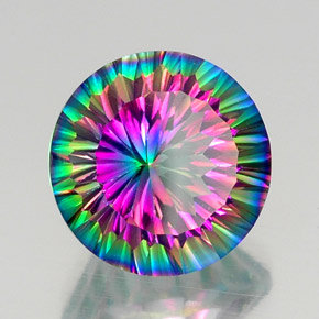 Cuarzo místico multicolor natural de 11,75 ct, corte redondo, VVS