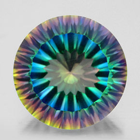 Cuarzo místico multicolor natural de 9,77 ct, corte redondo, VVS
