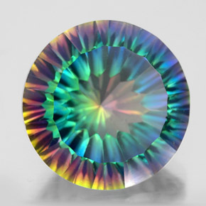 Cuarzo místico multicolor natural de 9,77 ct, corte redondo, VVS