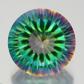 Cuarzo místico multicolor natural de 9,56 ct, corte redondo, VVS-VS