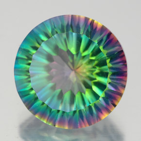 Cuarzo místico multicolor natural de 9,56 ct, corte redondo, VVS-VS