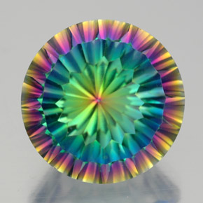 Cuarzo místico multicolor natural de 9,48 ct, corte redondo, VVS