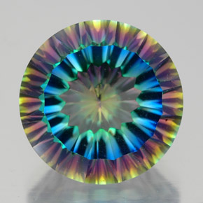 Cuarzo místico multicolor natural de 9,22 ct, corte redondo, VVS-VS