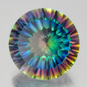 Cuarzo místico multicolor natural de 9,22 ct, corte redondo, VVS-VS
