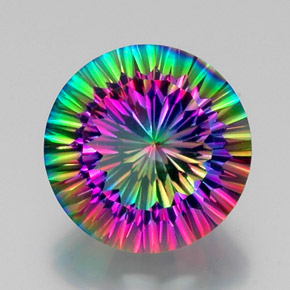 Cuarzo místico multicolor natural de 11,61 ct, corte redondo, VS