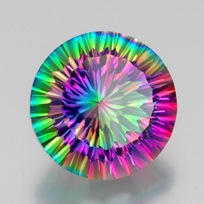 Cuarzo místico multicolor natural de 11,61 ct, corte redondo, VS