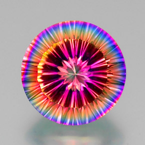 Cuarzo místico multicolor natural de 10,90 ct, corte redondo, VVS-VS