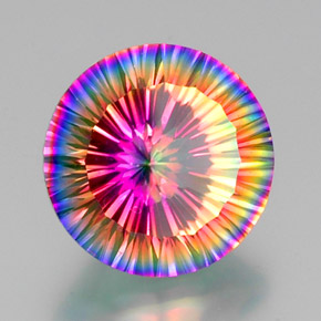 Cuarzo místico multicolor natural de 10,90 ct, corte redondo, VVS-VS