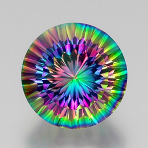 Cuarzo místico multicolor natural de 12,53 ct, corte redondo, VVS