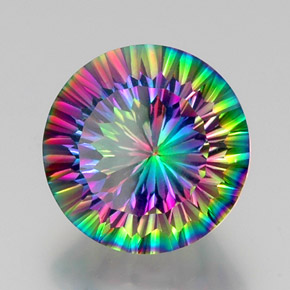 Cuarzo místico multicolor natural de 12,53 ct, corte redondo, VVS