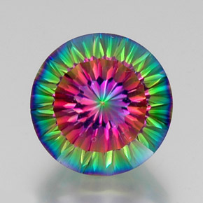 Cuarzo místico multicolor natural de 12,48 ct, corte redondo, VVS-VS