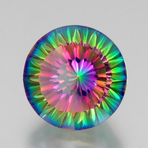Cuarzo místico multicolor natural de 12,48 ct, corte redondo, VVS-VS