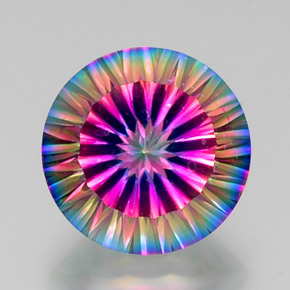 Cuarzo místico multicolor natural de 11,60 ct, corte redondo, VS
