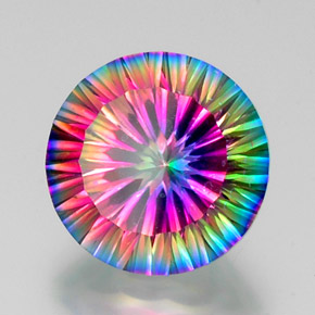 Cuarzo místico multicolor natural de 11,60 ct, corte redondo, VS