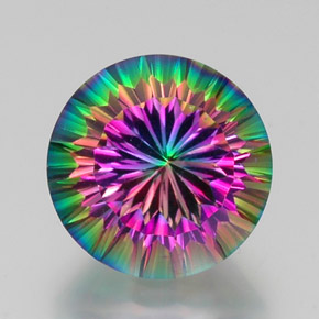 Cuarzo místico multicolor natural de 12,13 ct, corte redondo, VVS