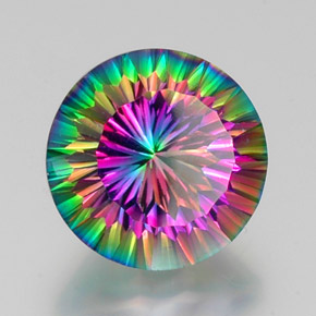 Cuarzo místico multicolor natural de 12,13 ct, corte redondo, VVS