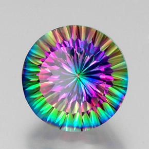 Cuarzo místico multicolor natural de 12,41 ct, corte redondo, VVS