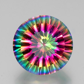 Cuarzo místico multicolor natural de 10,80 ct, corte redondo, VVS-VS
