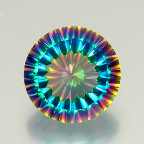 Cuarzo místico multicolor natural de 9,44 ct, corte redondo, VVS-VS
