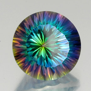 Cuarzo místico multicolor natural de 20,87 ct, corte redondo, VVS-VS