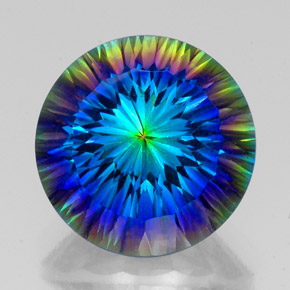 Cuarzo místico multicolor natural de 19,26 ct, corte redondo, VS