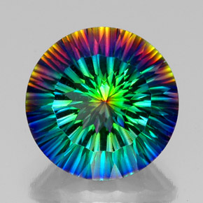 Cuarzo místico multicolor natural de 18,92 ct, corte redondo, VVS-VS