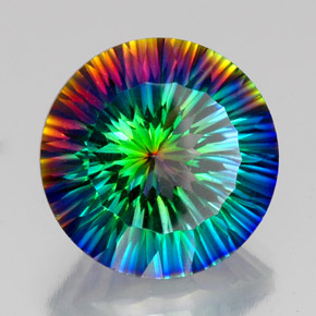 Cuarzo místico multicolor natural de 18,92 ct, corte redondo, VVS-VS