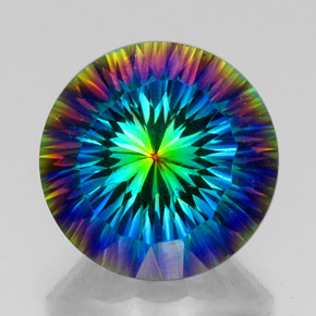 Cuarzo místico multicolor natural de 19,76 ct, corte redondo, VVS