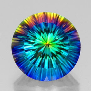 Cuarzo místico multicolor natural de 19,94 ct, corte redondo, VVS-VS