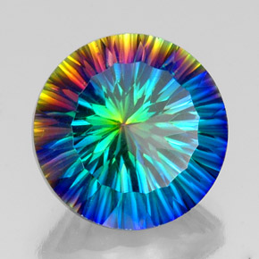 Cuarzo místico multicolor natural de 19,94 ct, corte redondo, VVS-VS
