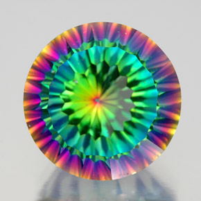 Cuarzo místico multicolor natural de 10,29 ct, corte redondo, VS