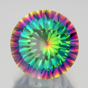 Cuarzo místico multicolor natural de 10,29 ct, corte redondo, VS